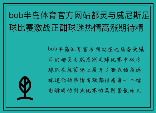 bob半岛体育官方网站都灵与威尼斯足球比赛激战正酣球迷热情高涨期待精彩瞬间